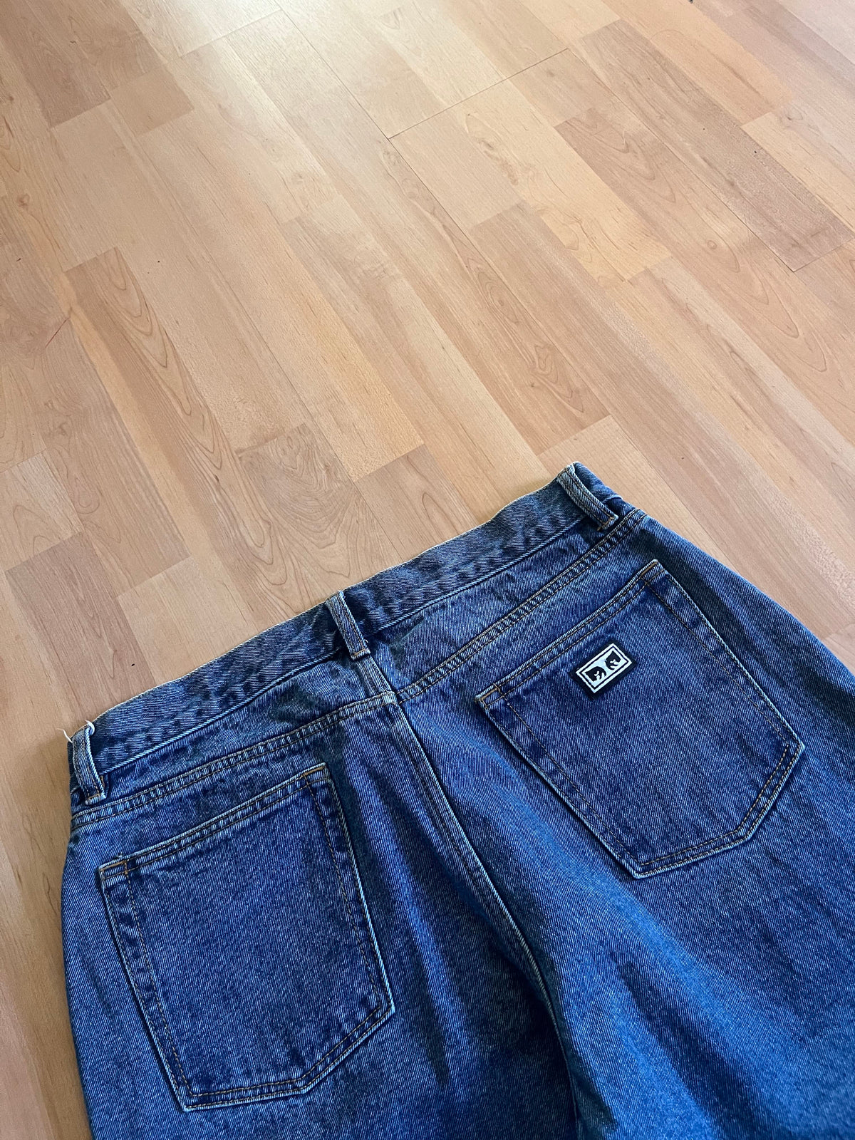 Y2K Blue OBEY Skatewear Baggy Denim Jeans (W32)
