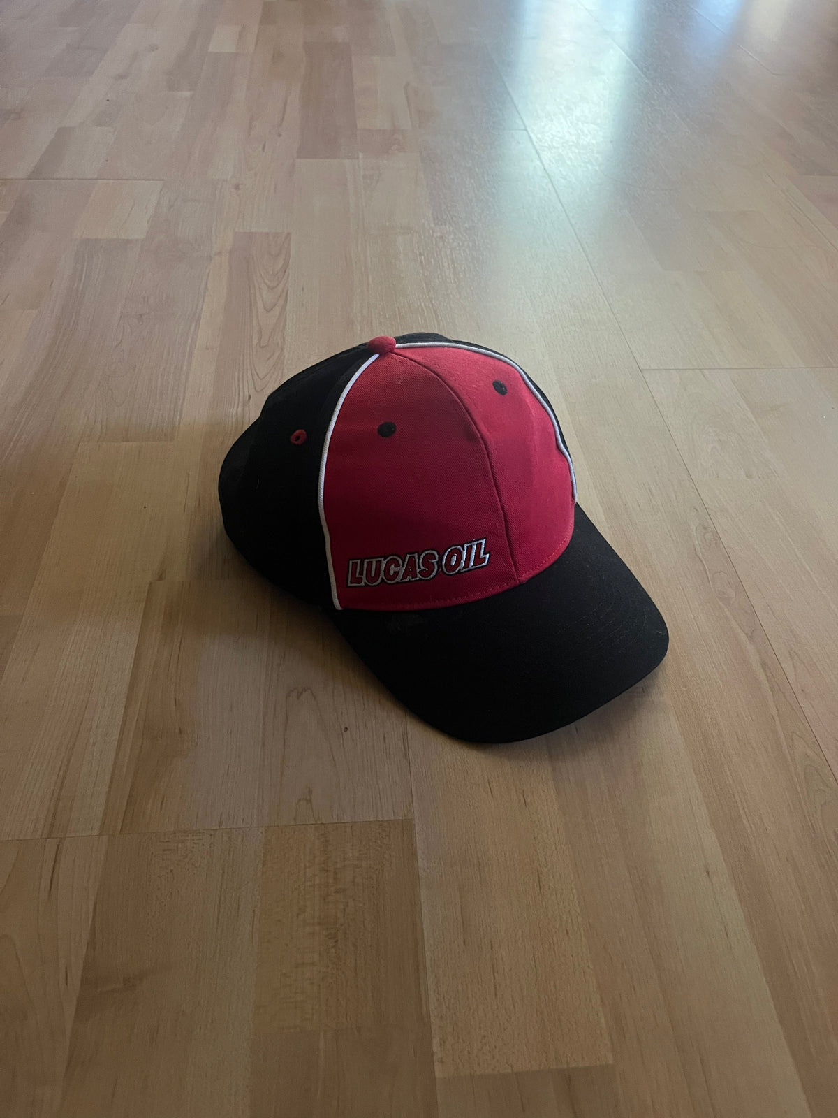 Y2K Lucas Oil Branded Colorblock Spellout Hat (OS)