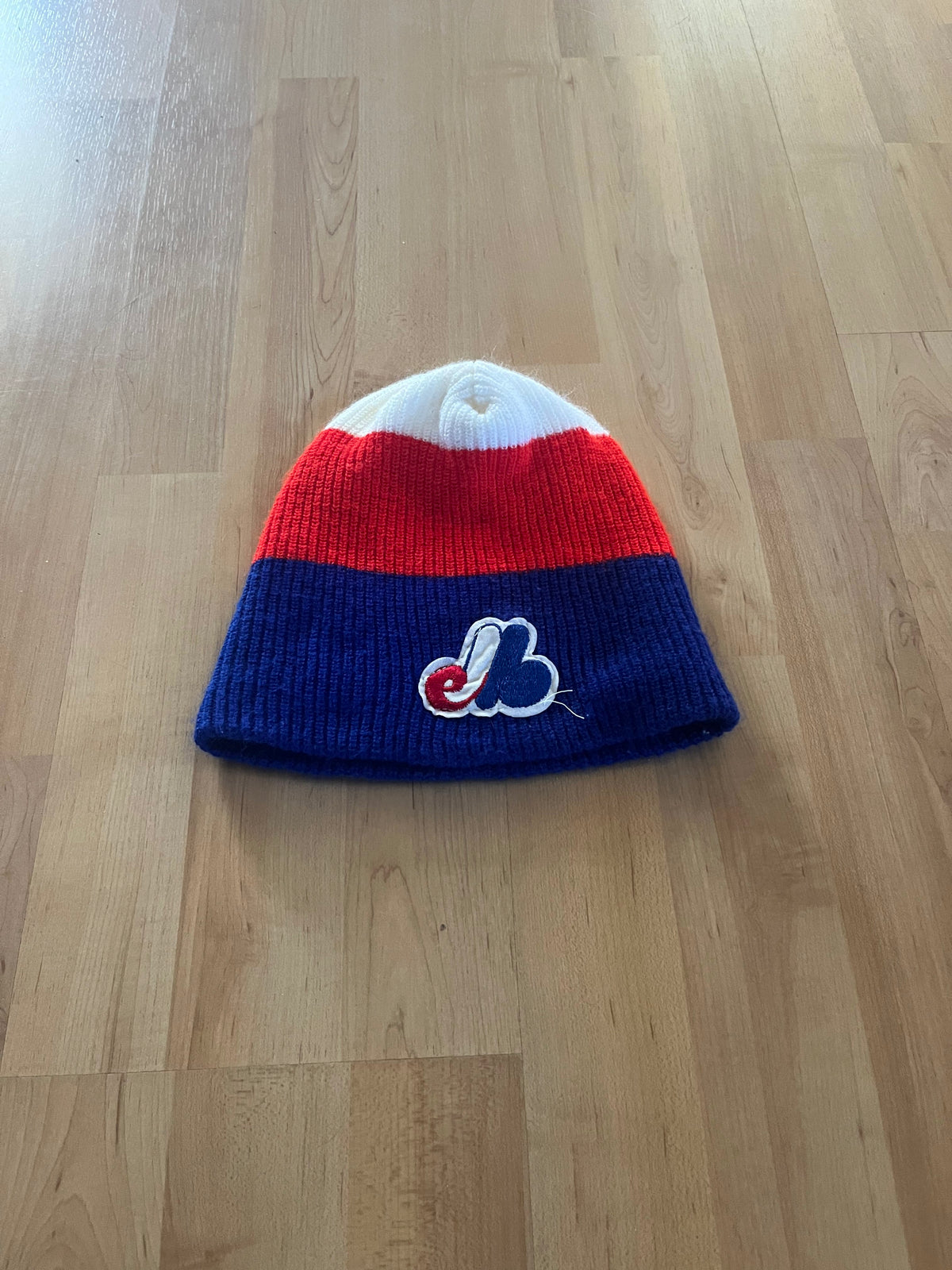 00s Montreal Expos 3 Tone Striped MLB Winter Beanie