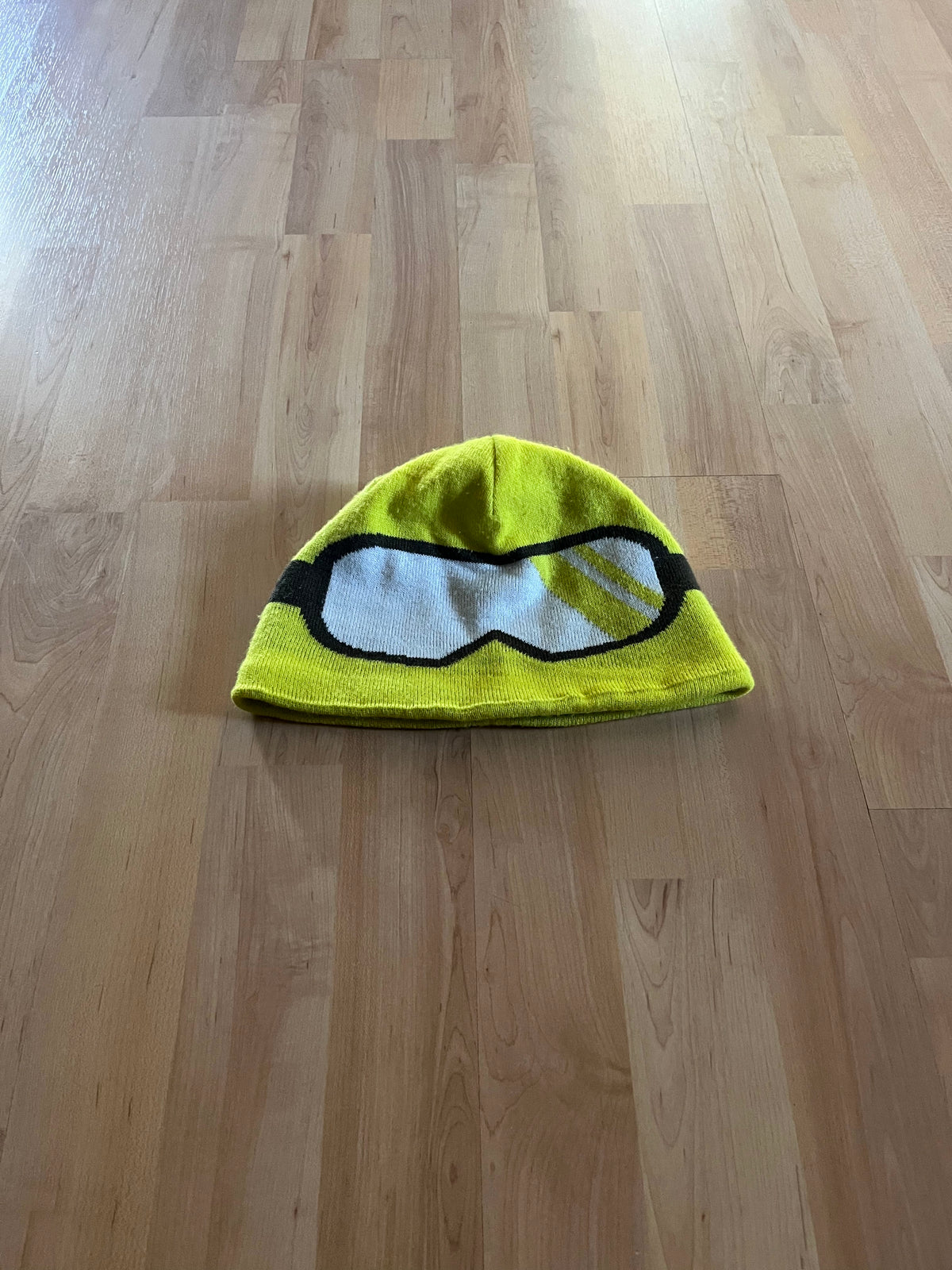 Y2K Lime Yellow Rossignol Ski Goggles Graphic Winter Beanie