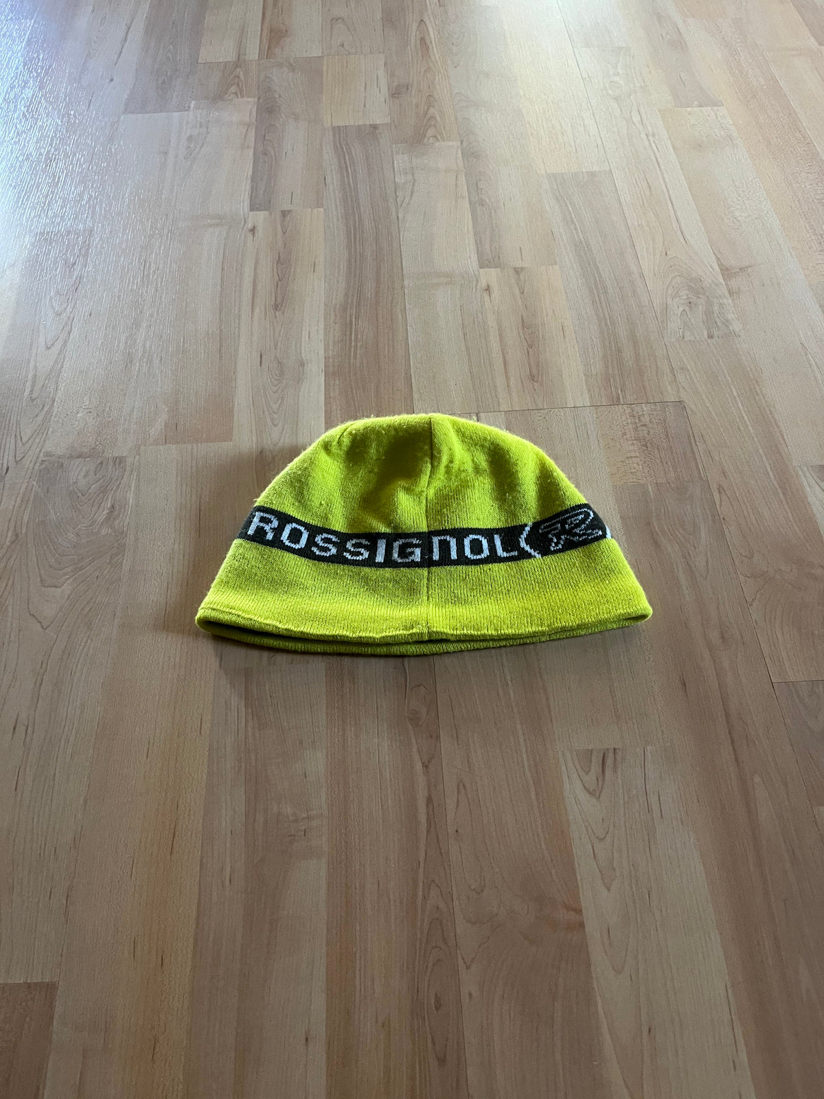 Y2K Lime Yellow Rossignol Ski Goggles Graphic Winter Beanie