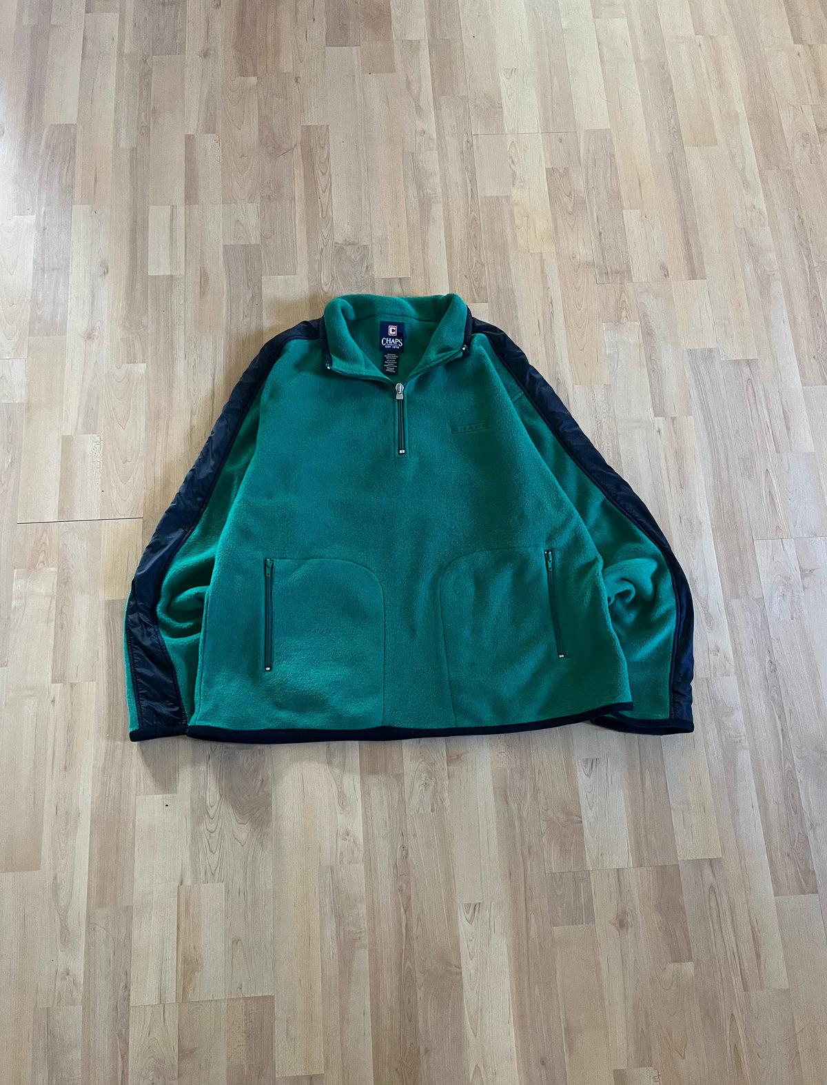00s Green & Black Chaps Heavyweight Quarter-Zip Fleece (L)