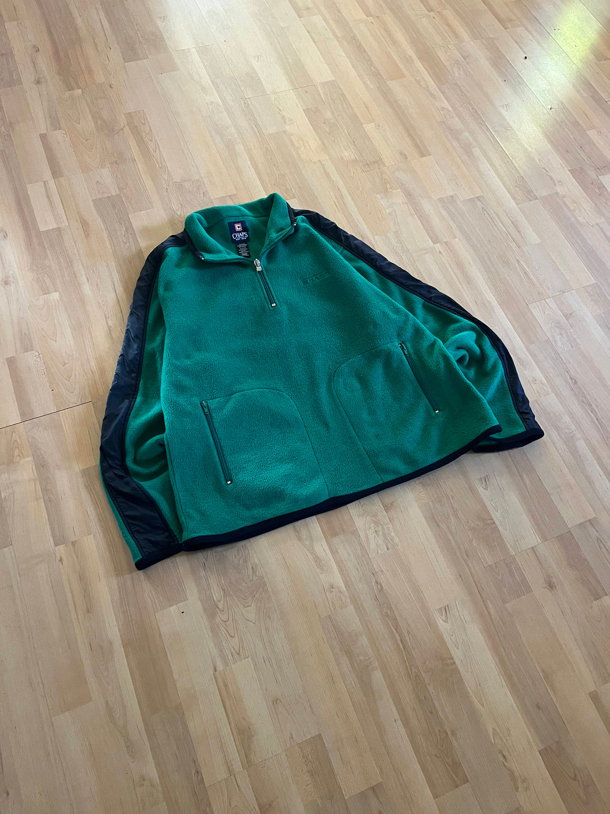00s Green & Black Chaps Heavyweight Quarter-Zip Fleece (L)