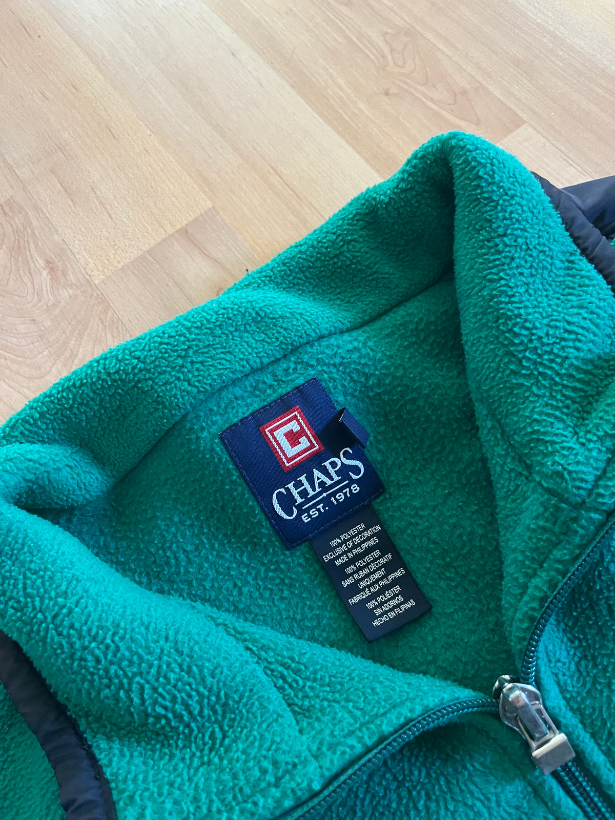 00s Green & Black Chaps Heavyweight Quarter-Zip Fleece (L)