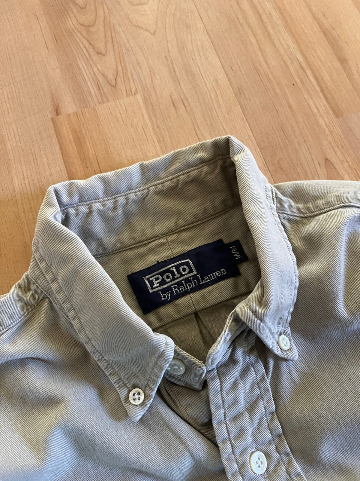 90s Tan Retro Small Logo Polo Ralph Lauren Button-Up(M)