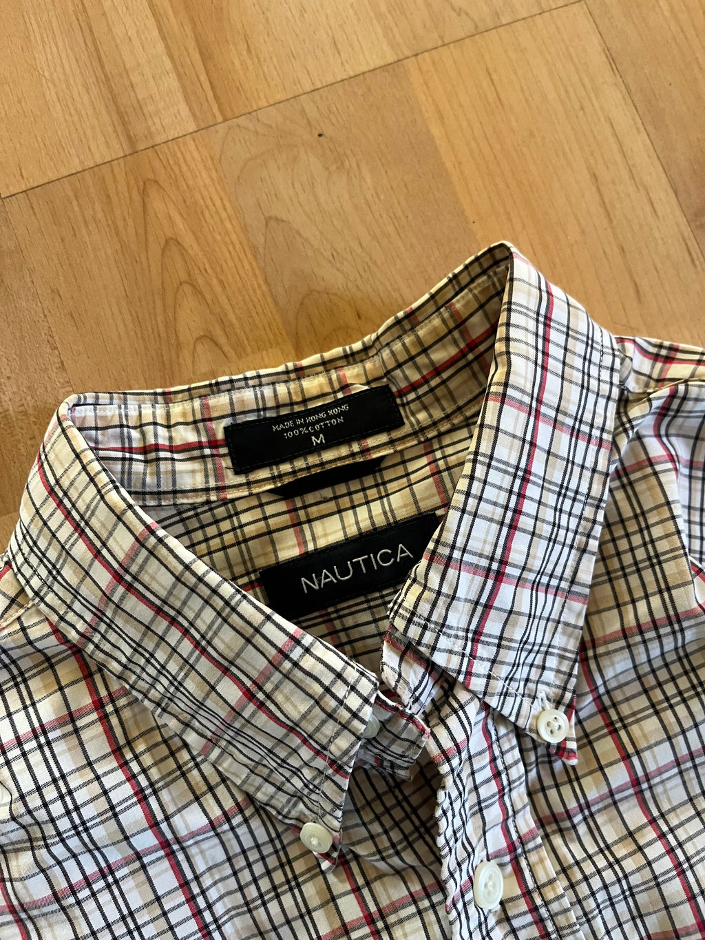 00s Old Money Style Nautica Checkered Button-Up (M)