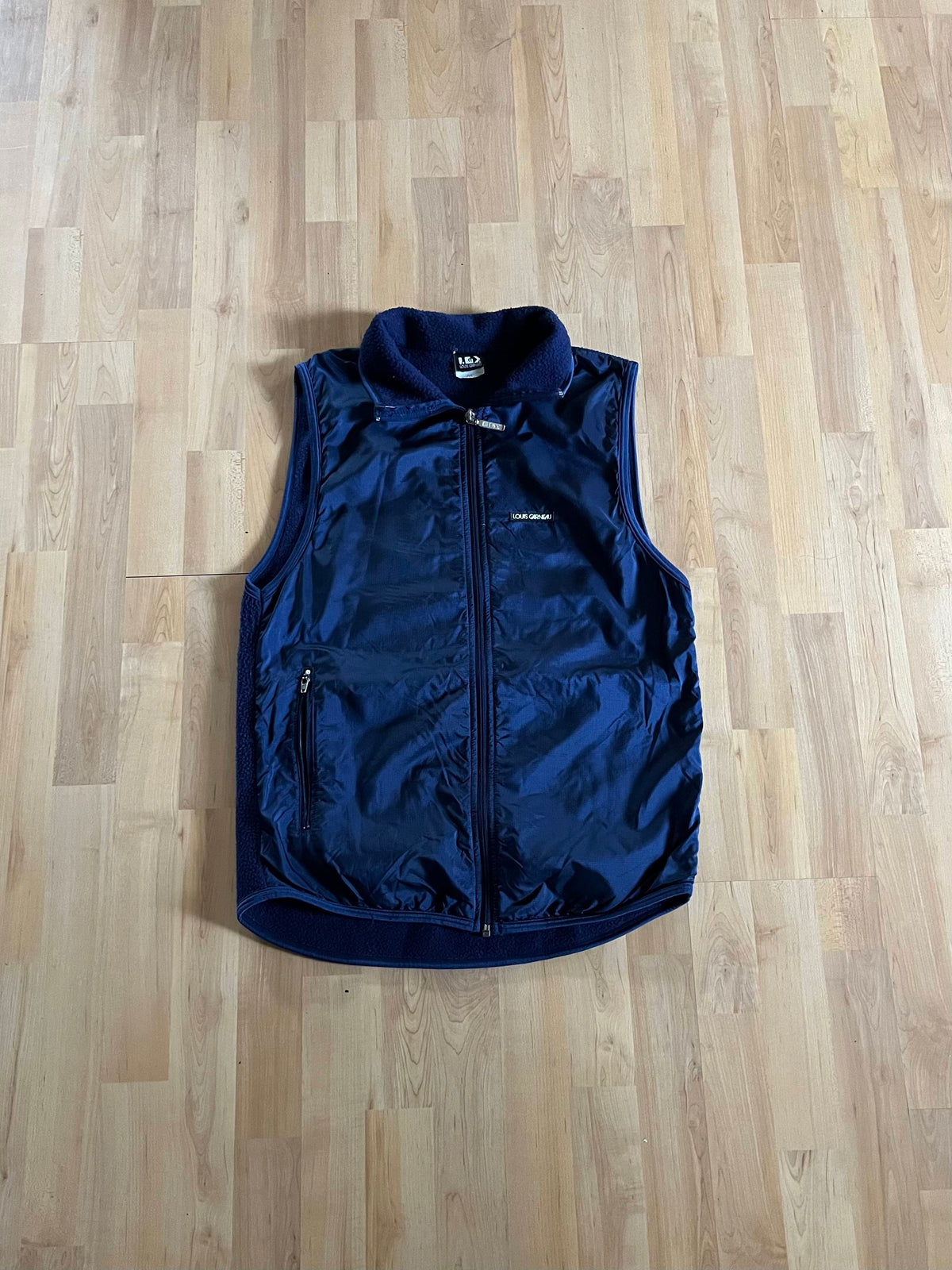 90s Navy Louis Garneau Heavyweight Zip-Up Fleece Vest (M)