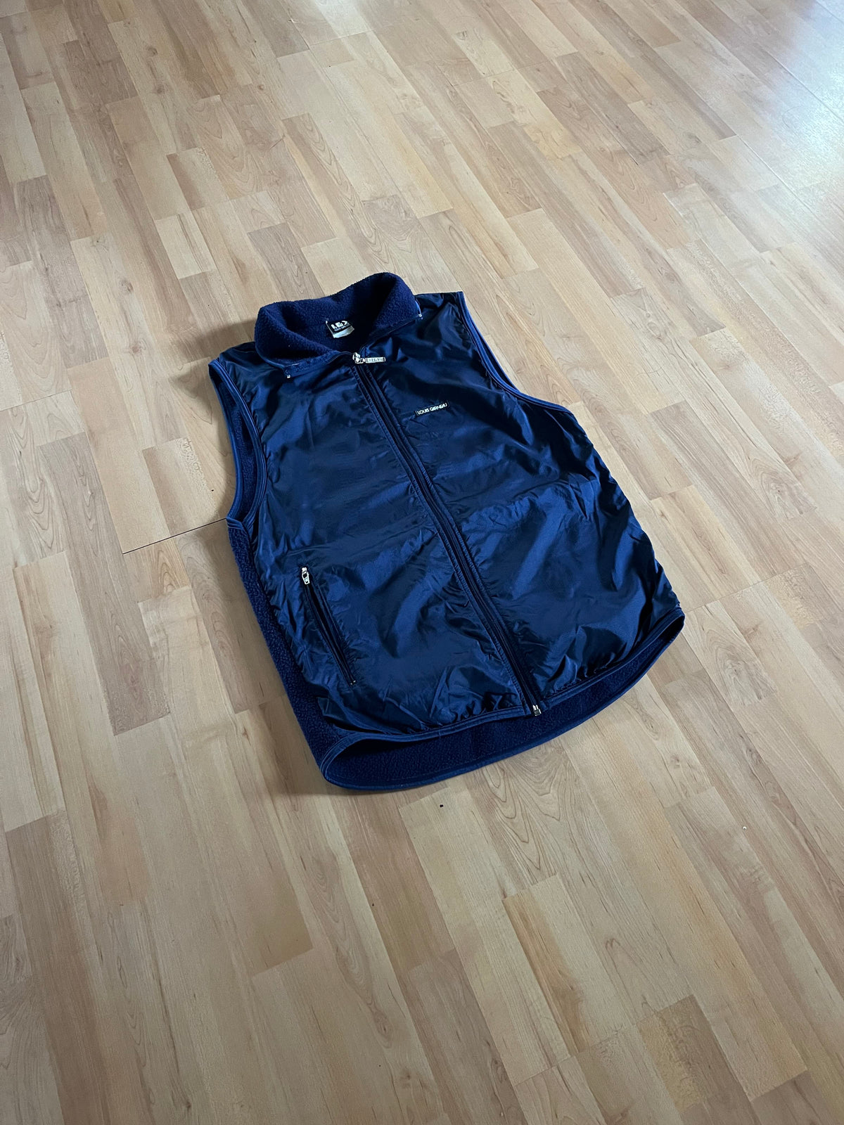 90s Navy Louis Garneau Heavyweight Zip-Up Fleece Vest (M)