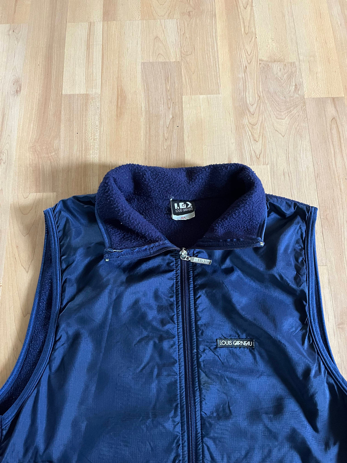 90s Navy Louis Garneau Heavyweight Zip-Up Fleece Vest (M)