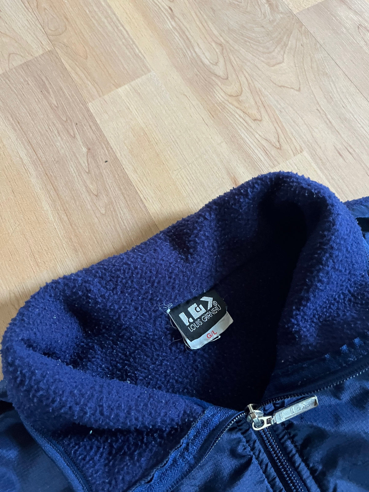 90s Navy Louis Garneau Heavyweight Zip-Up Fleece Vest (M)