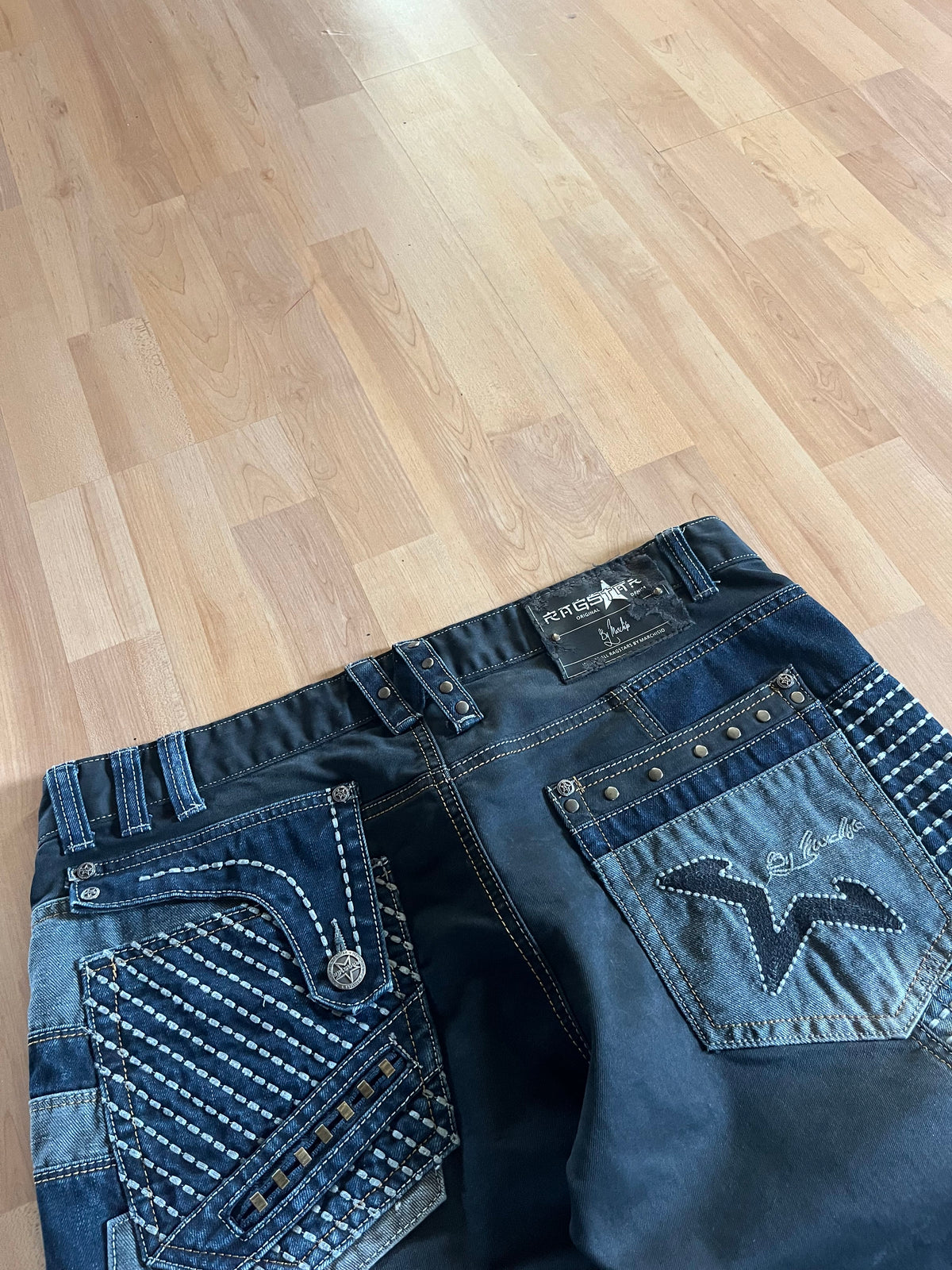 Y2K Grunge Ragstar By Marchisio Patchwork Baggy Denim Jeans (W36)