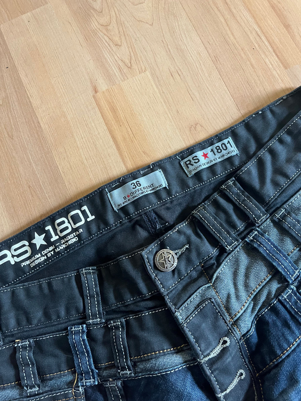 Y2K Grunge Ragstar By Marchisio Patchwork Baggy Denim Jeans (W36)