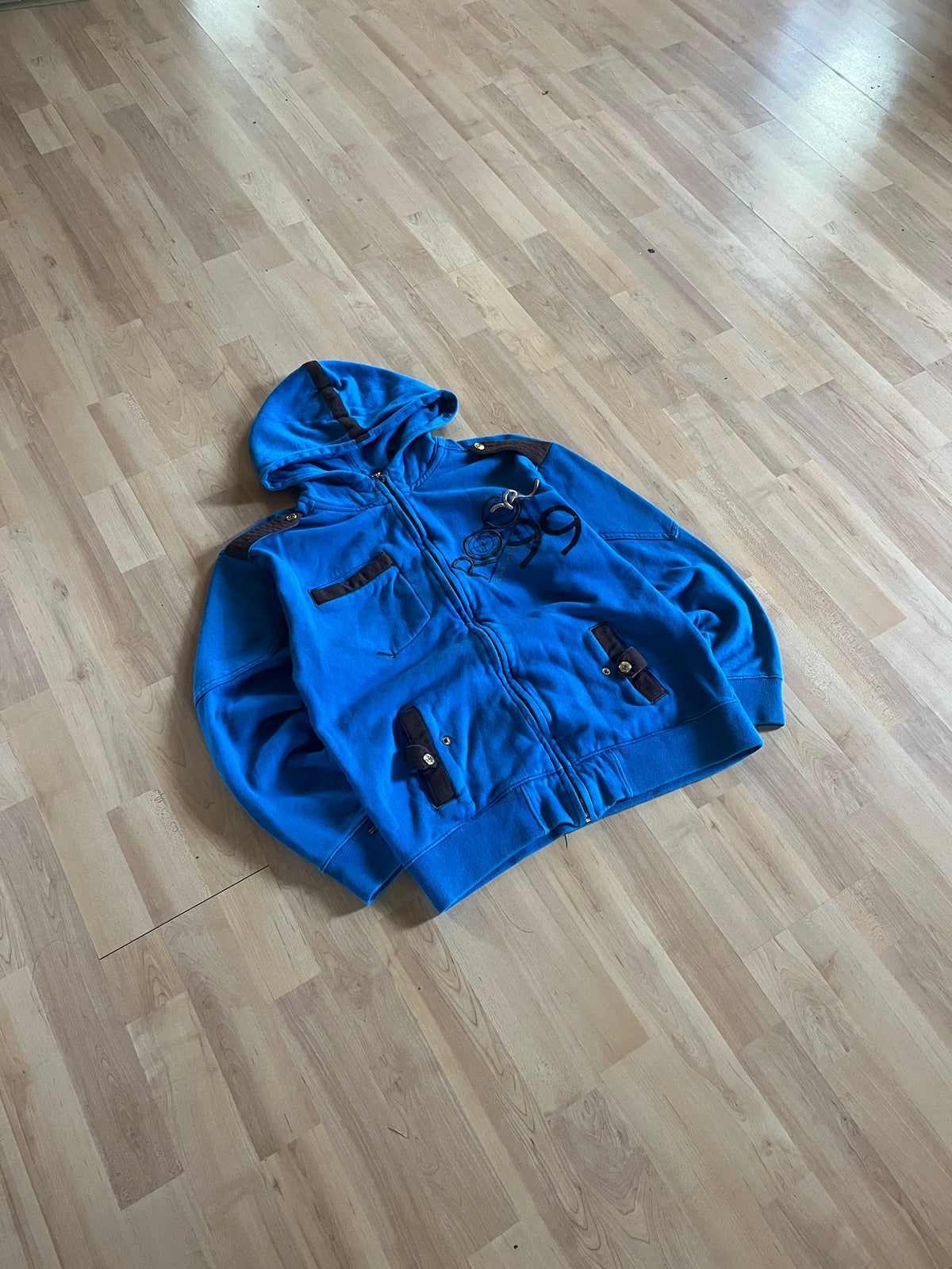 Y2K Blue Rocawear Grunge Roc 99 Heayweight Hoodie (S)