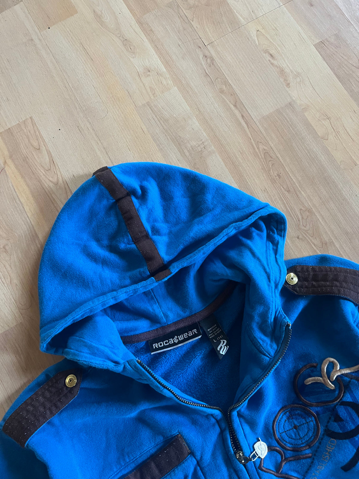 Y2K Blue Rocawear Grunge Roc 99 Heayweight Hoodie (S)