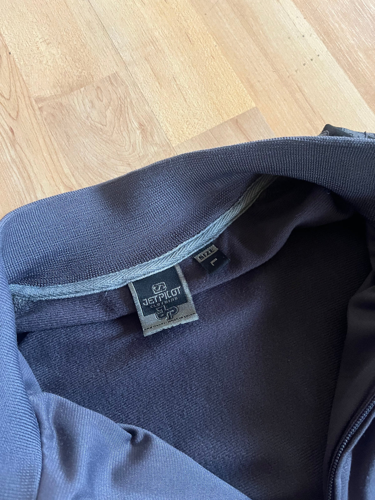 00s Jetpilot Charcoal Grey Monogram Sleeve Zip-Up Track Jacket (M)