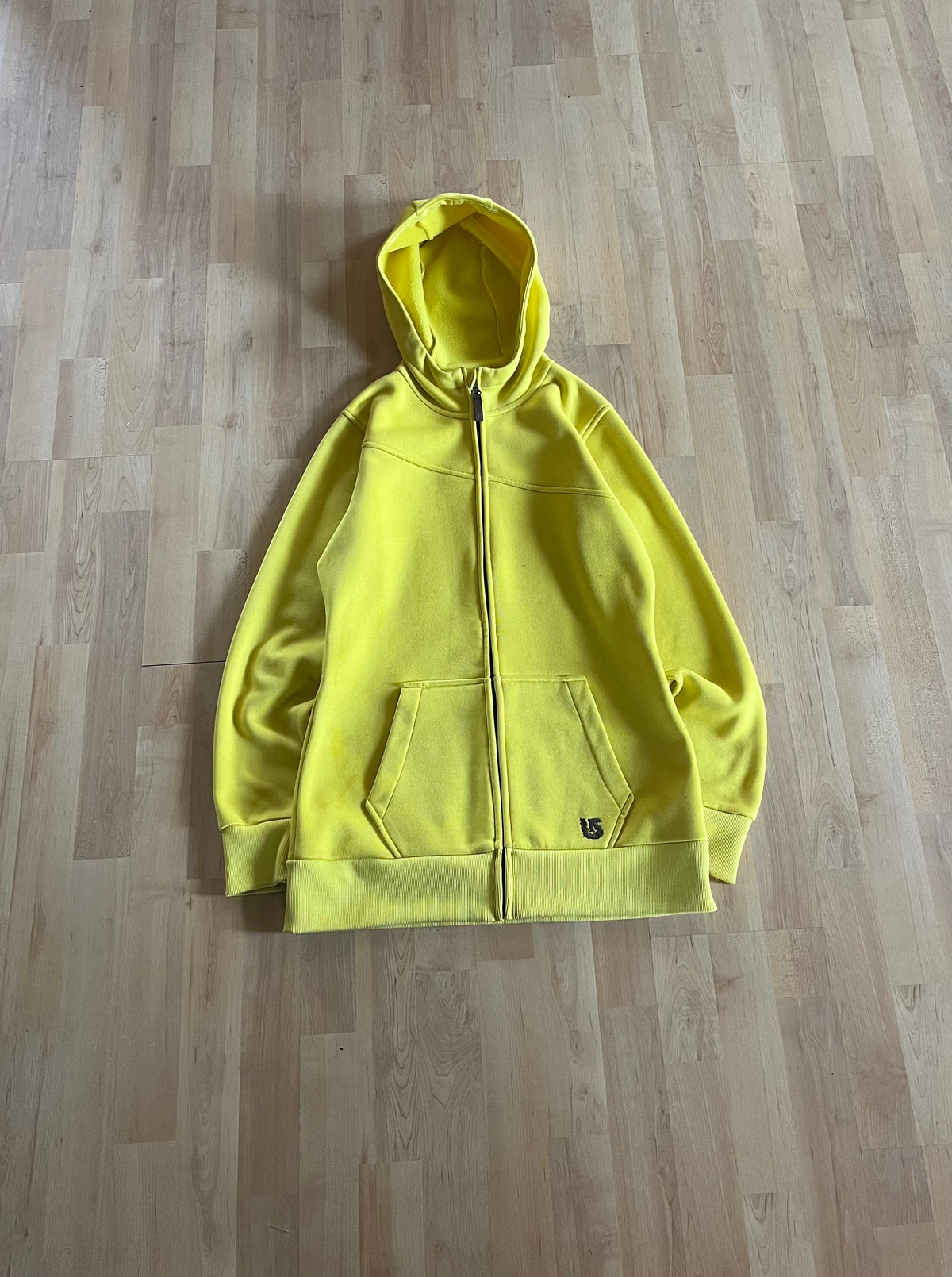 Y2K Yellow Burton Snowboard Minimalist Full-Zip Hoodie (M)