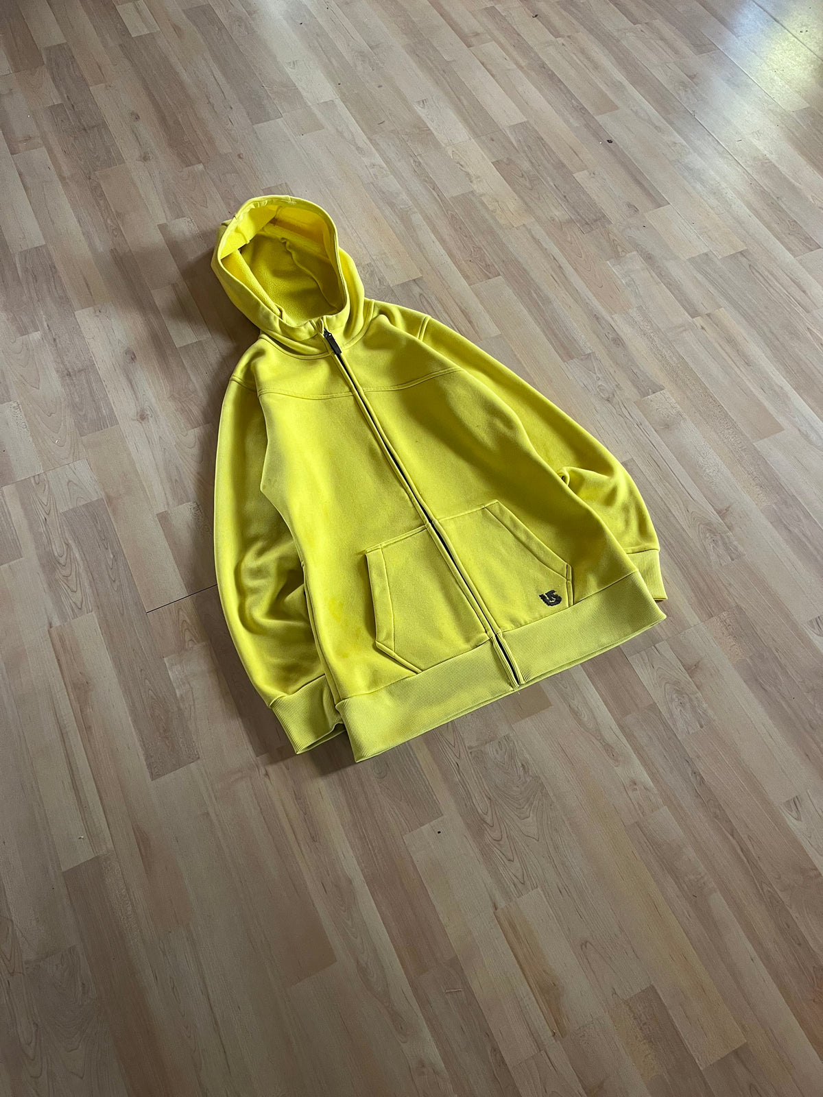 Y2K Yellow Burton Snowboard Minimalist Full-Zip Hoodie (M)