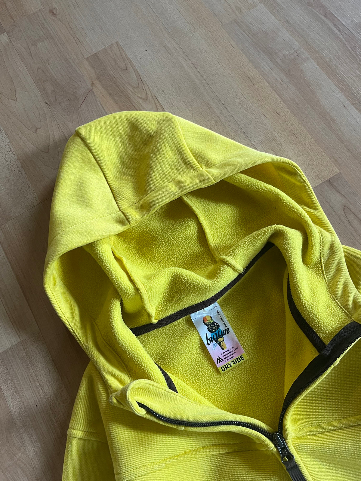 Y2K Yellow Burton Snowboard Minimalist Full-Zip Hoodie (M)