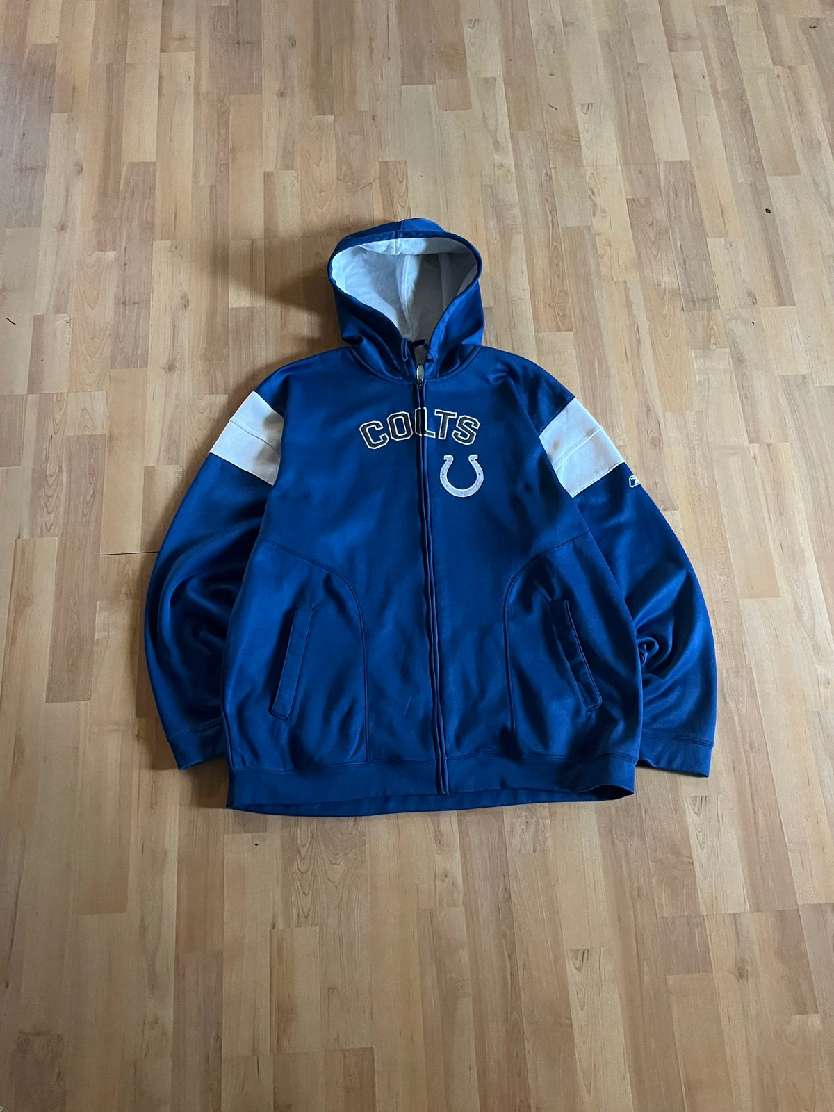 00s Blue & White Reebok NFL Indianapolis Colts Zip-Up Hoodie (XL)