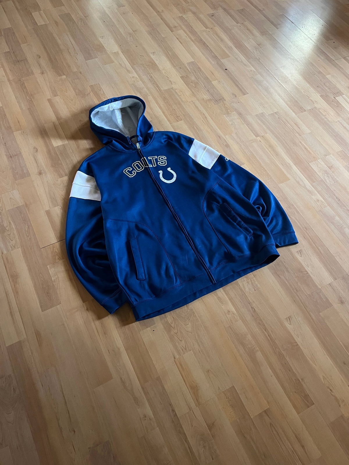 00s Blue & White Reebok NFL Indianapolis Colts Zip-Up Hoodie (XL)