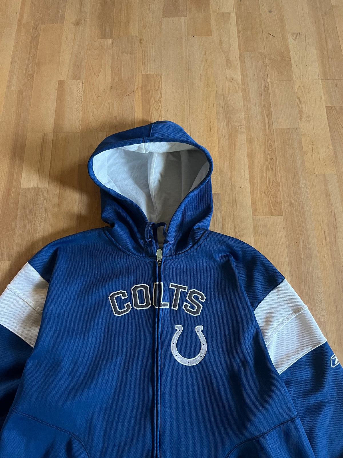 00s Blue & White Reebok NFL Indianapolis Colts Zip-Up Hoodie (XL)