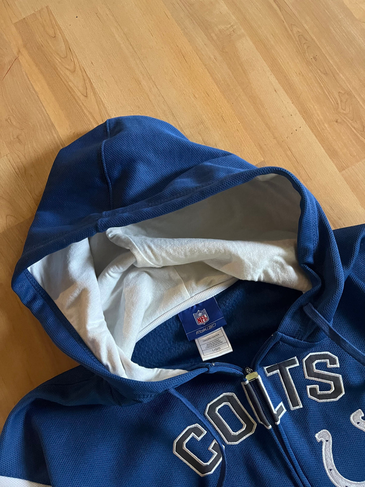 00s Blue & White Reebok NFL Indianapolis Colts Zip-Up Hoodie (XL)