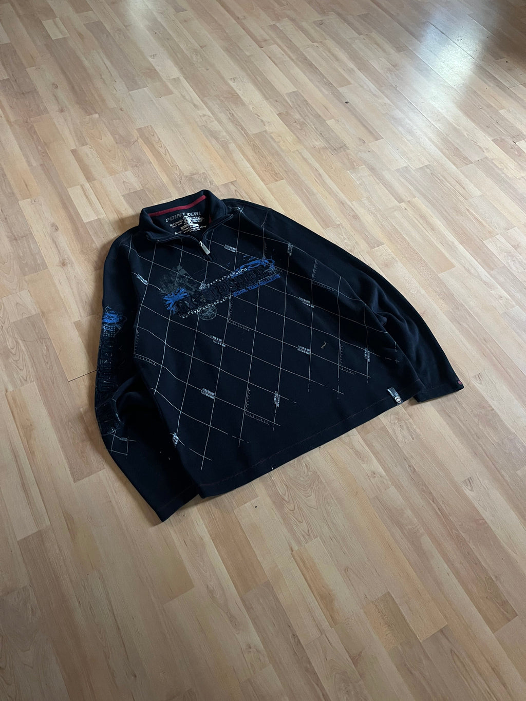 Y2K Black & White Diamond Pattern Point Zero Oxfordshire Quarter-Zip (XL)