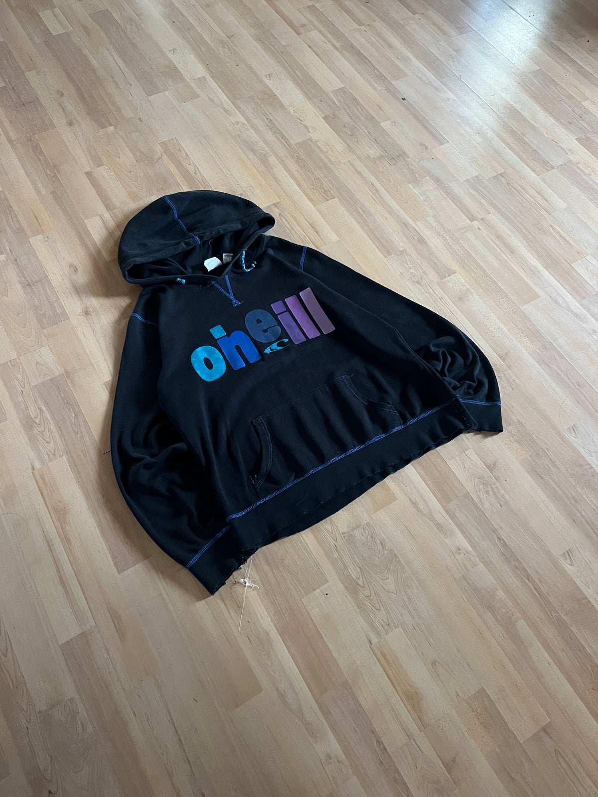 Y2K Black O'Neill Palm Tree Back Graphic Surf Hoodie (M)