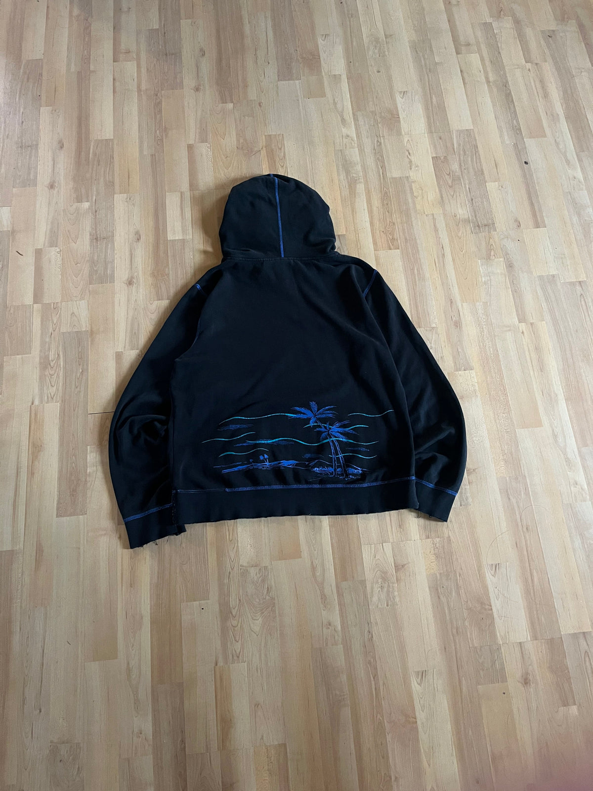 Y2K Black O'Neill Palm Tree Back Graphic Surf Hoodie (M)