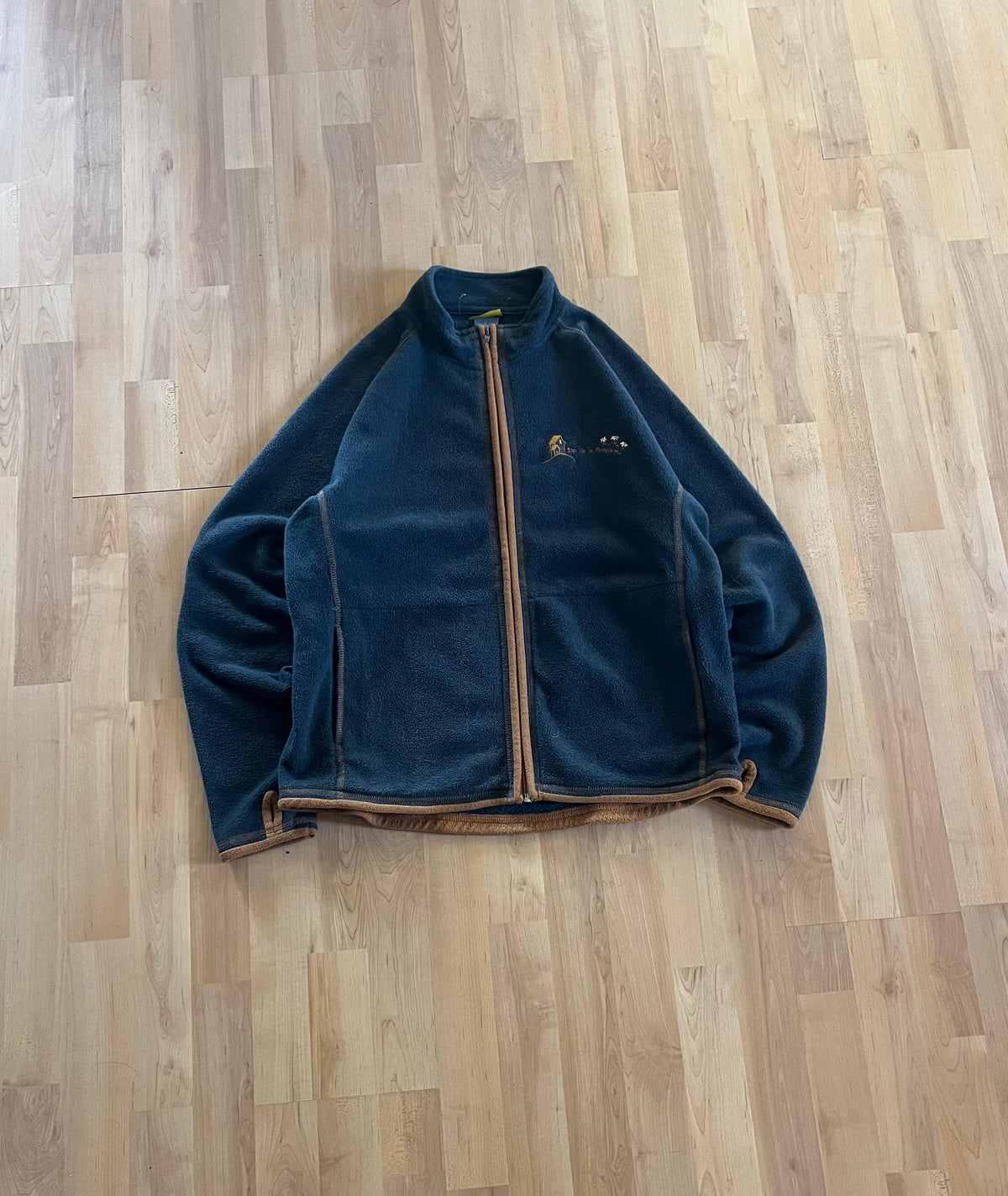 00s Grey & Brown Iles de La Madeleine Boxy Zip-Up Fleece Jacket (M)