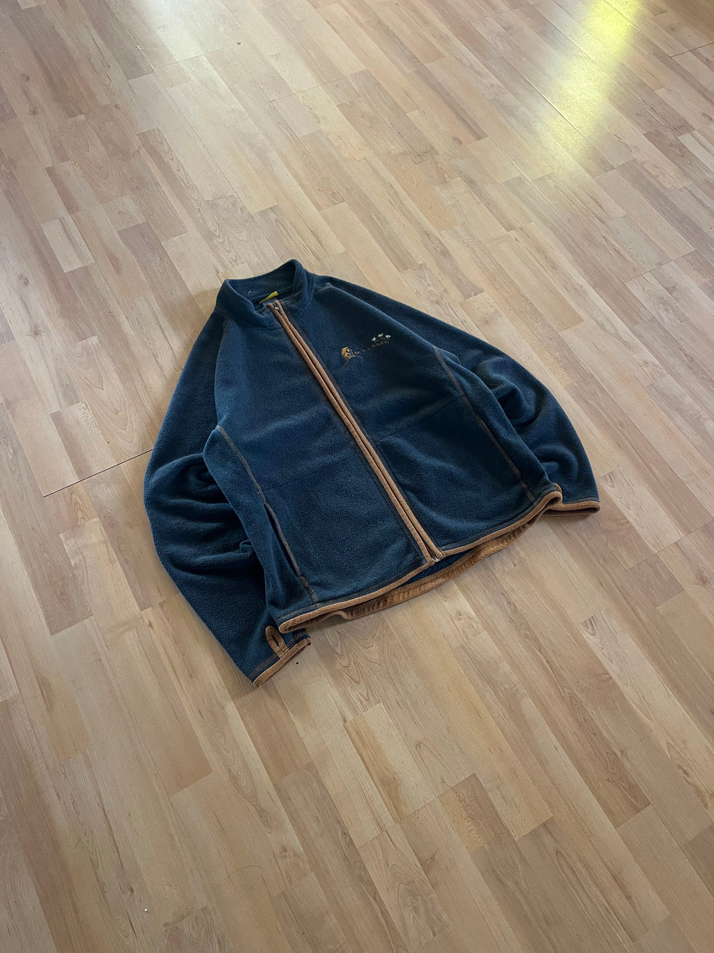 00s Grey & Brown Iles de La Madeleine Boxy Zip-Up Fleece Jacket (M)