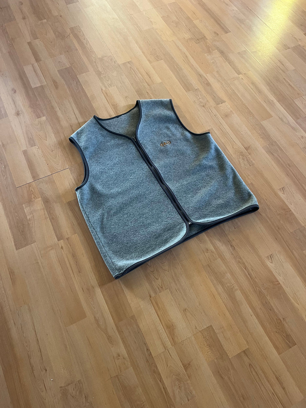 90s Grey Louis Garneau Small Logo Boxy Zip-Up Fleece Vest (M)