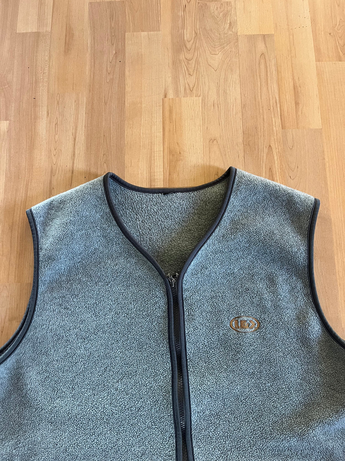 90s Grey Louis Garneau Small Logo Boxy Zip-Up Fleece Vest (M)