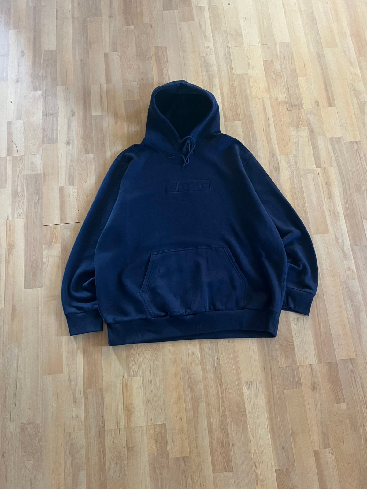 Y2K Navy Skatewear Heavyweight Boxy Hurley Box Logo Hoodie (XXL)