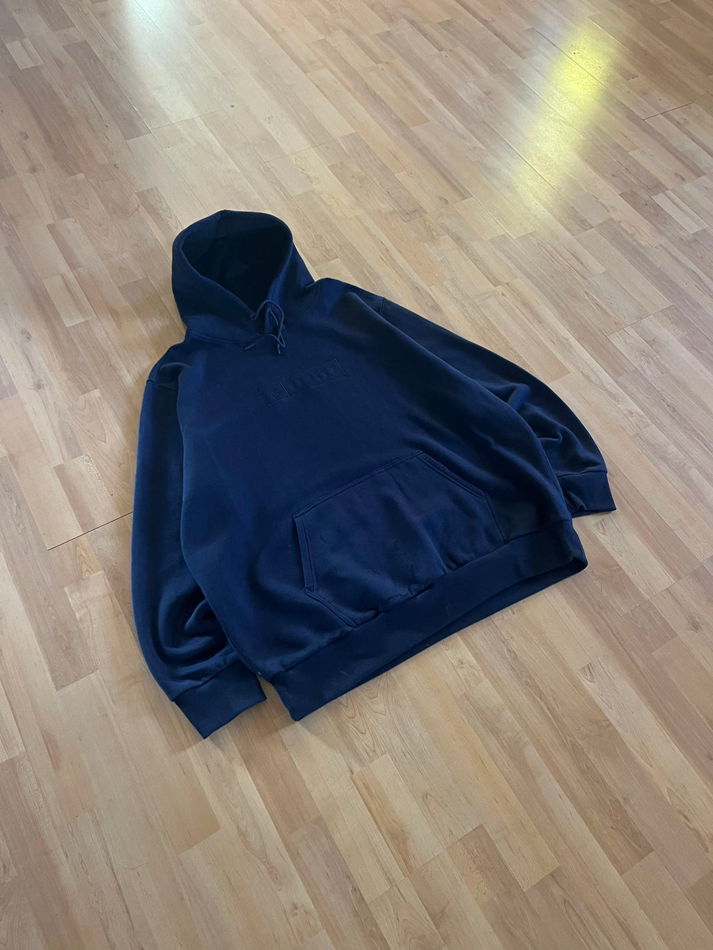 Y2K Navy Skatewear Heavyweight Boxy Hurley Box Logo Hoodie (XXL)