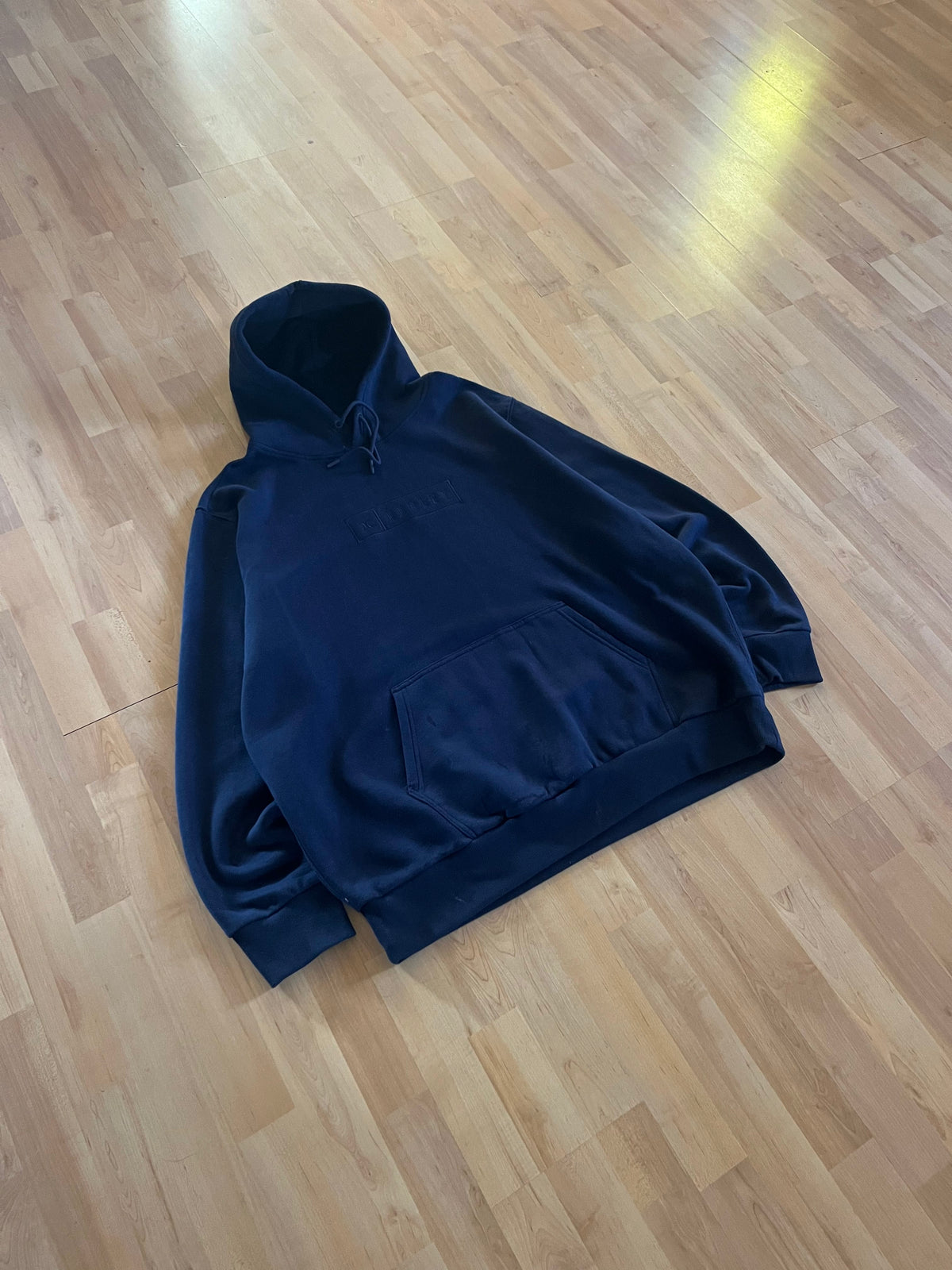 Y2K Navy Skatewear Heavyweight Boxy Hurley Box Logo Hoodie (XXL)