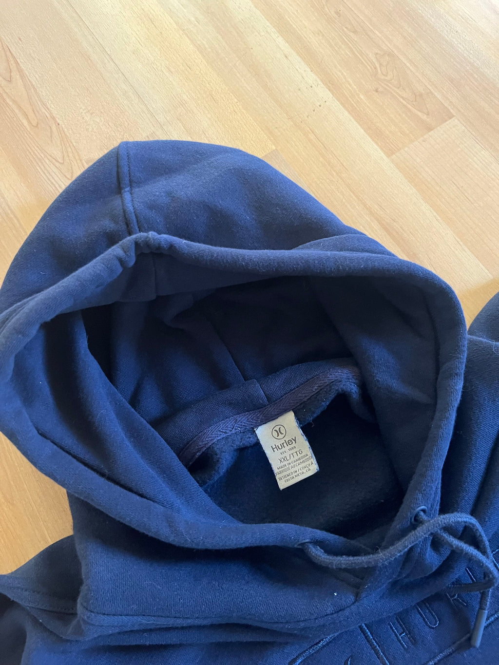 Y2K Navy Skatewear Heavyweight Boxy Hurley Box Logo Hoodie (XXL)