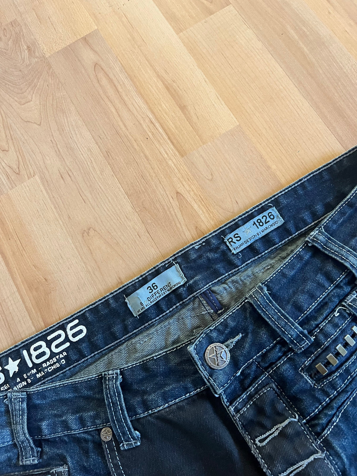 Y2K Grunge Ragstar By Marchisio Patchwork Baggy Denim Jeans (W36)