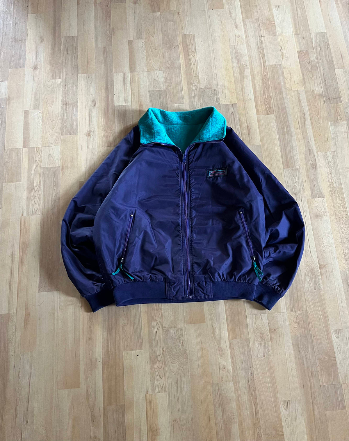 90s  Purple & Teal Misty Mountain Zip Up Sherpa Lined Jacket ()