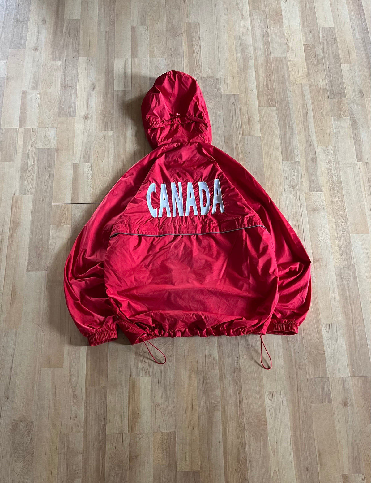 00s Red Speedo Team Canada Swimming Mesh-Lined Hood Windbreaker Jacket (M)
