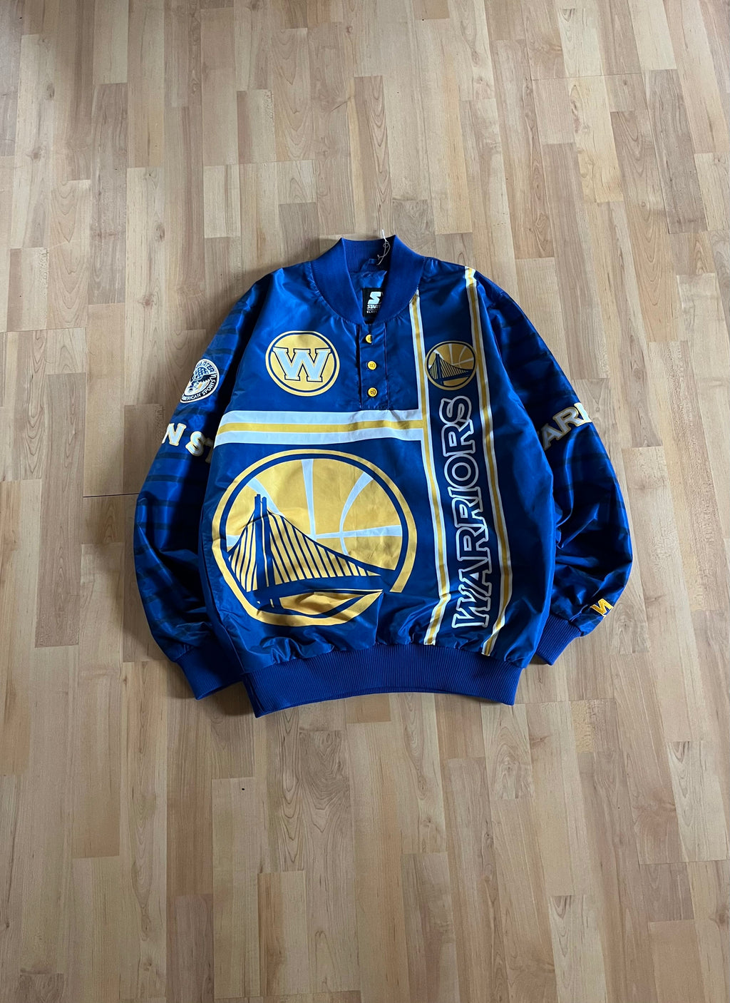 00s Golden State Warriors Retro Starter Graphic Button-Up Nylon Jacket (L)