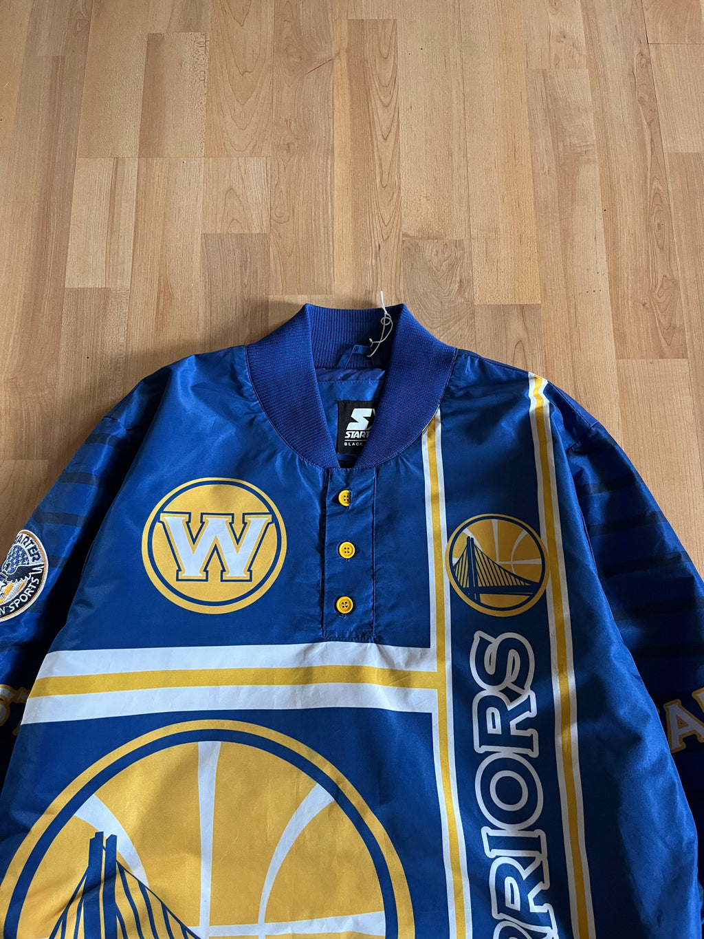 00s Golden State Warriors Retro Starter Graphic Button-Up Nylon Jacket (L)