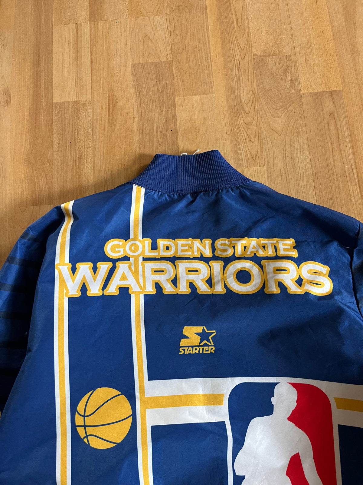 00s Golden State Warriors Retro Starter Graphic Button-Up Nylon Jacket (L)