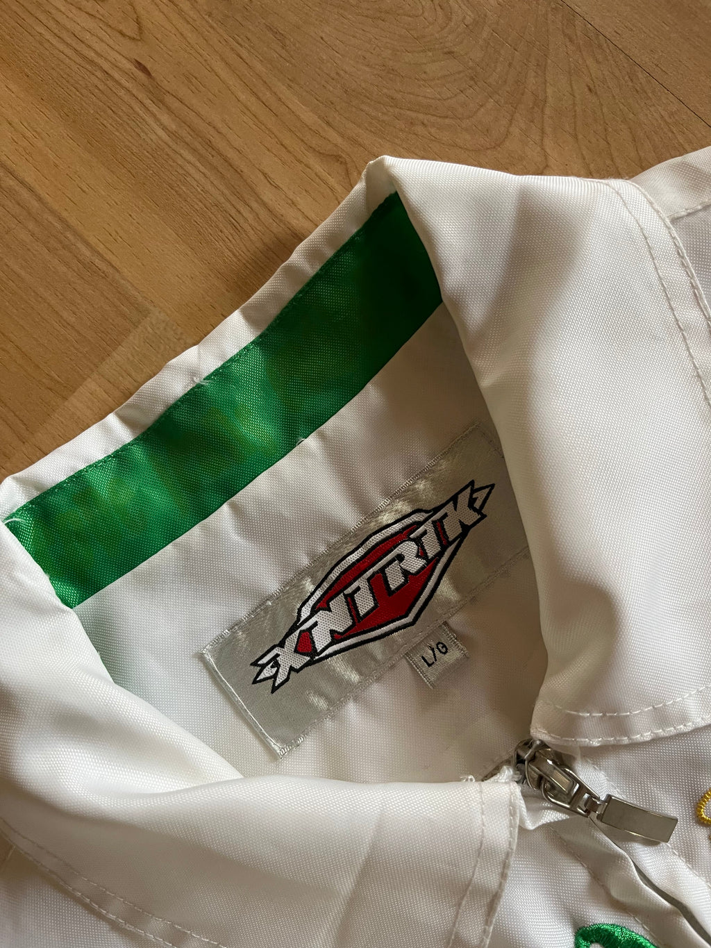 Y2K Green, White & Yellow Eppe Jeans Cyber Punk Splash Graphic Zip-Up Windbreaker (XS)