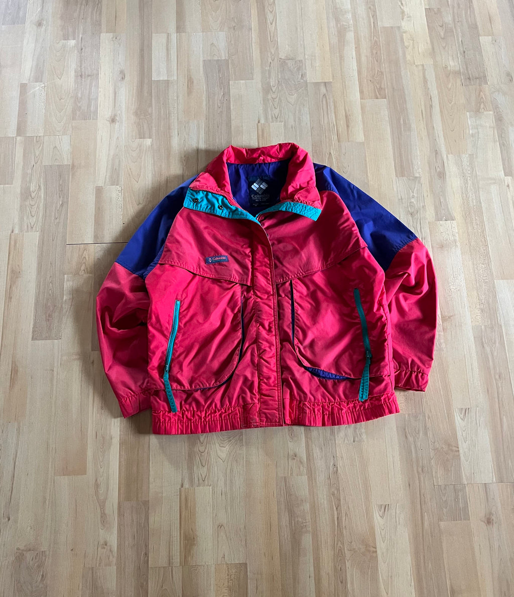 90s Neon Columbia Sportswear Colorblock Zip-Up Jacket (S)