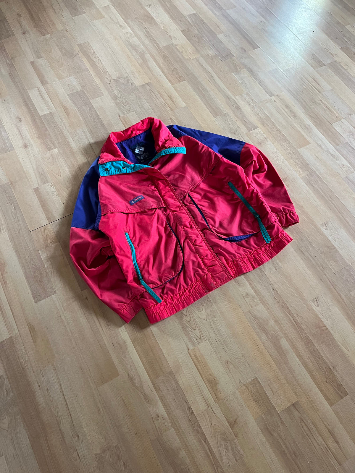 90s Neon Columbia Sportswear Colorblock Zip-Up Jacket (S)