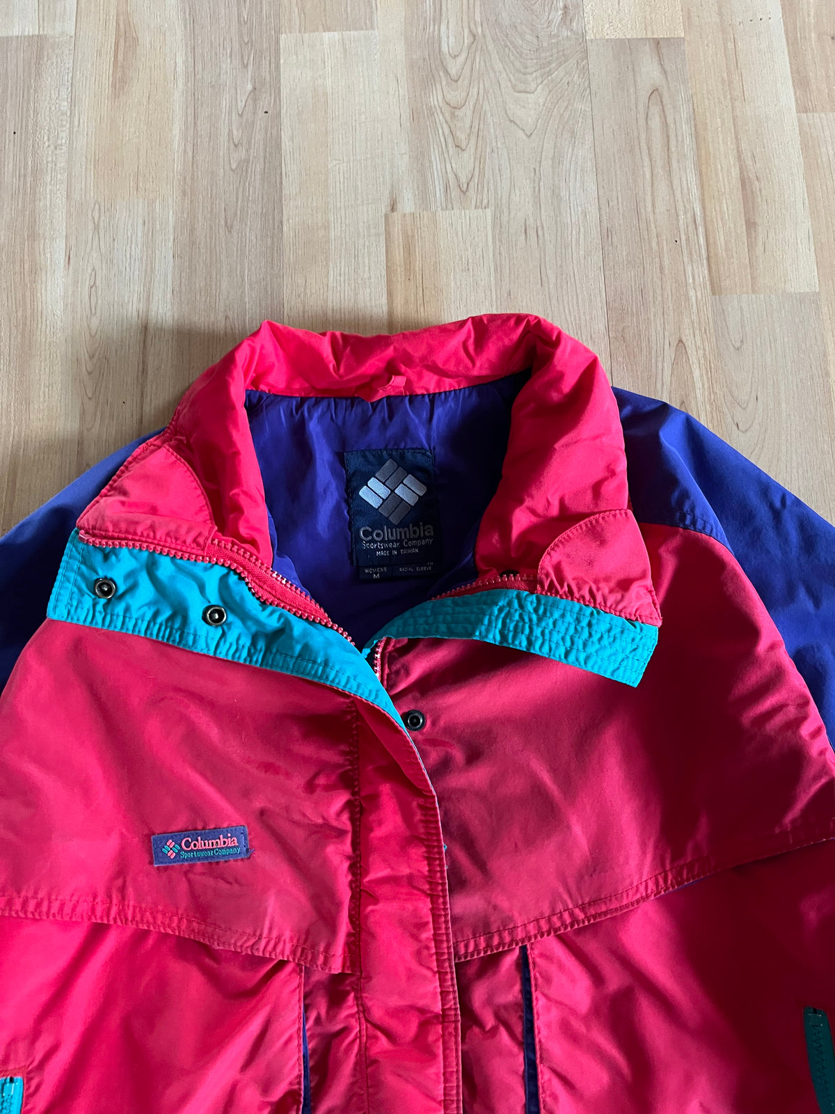 90s Neon Columbia Sportswear Colorblock Zip-Up Jacket (S)