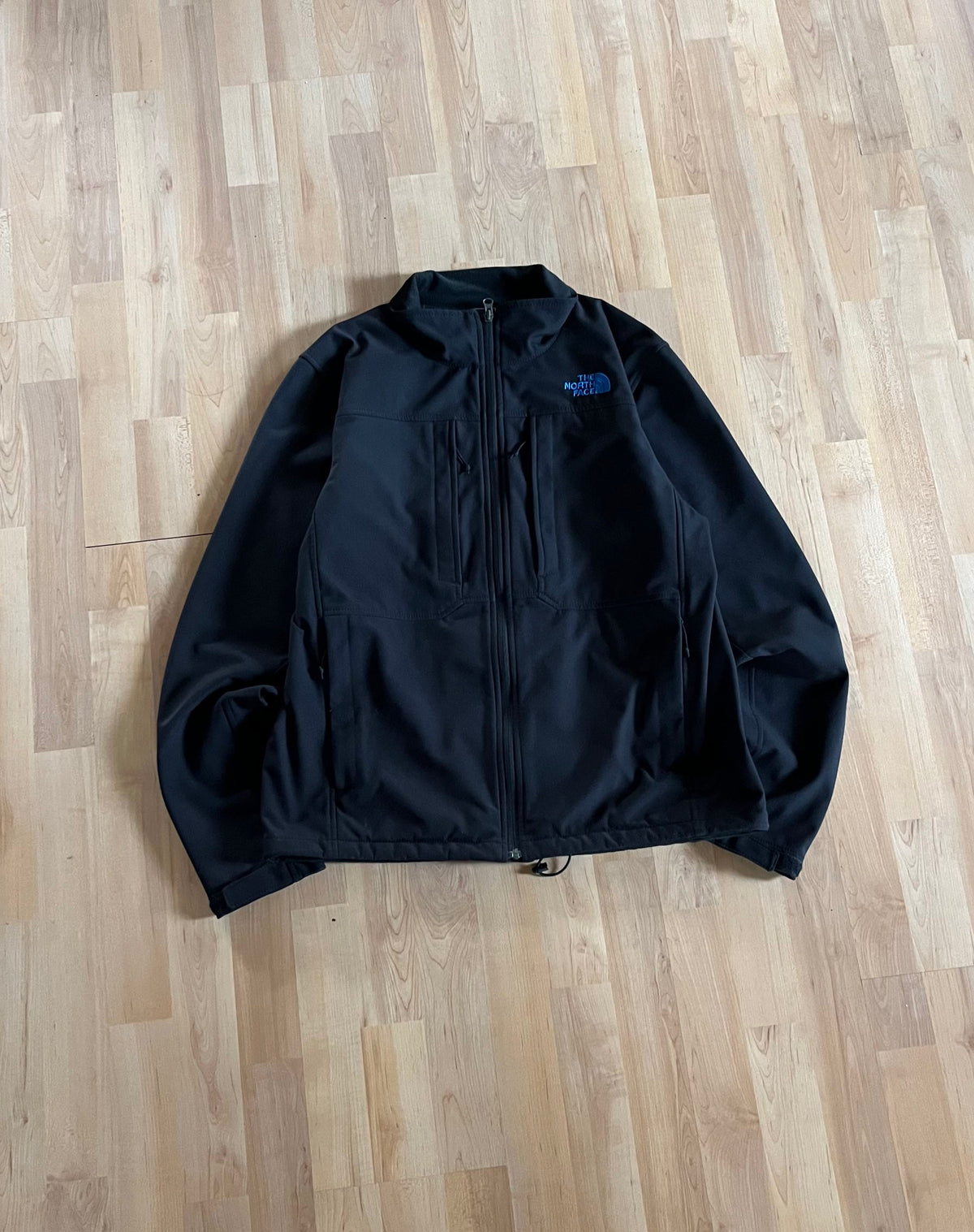 00s Black The North Face Blue Logo Softshell Zip-Up Jacket (M)