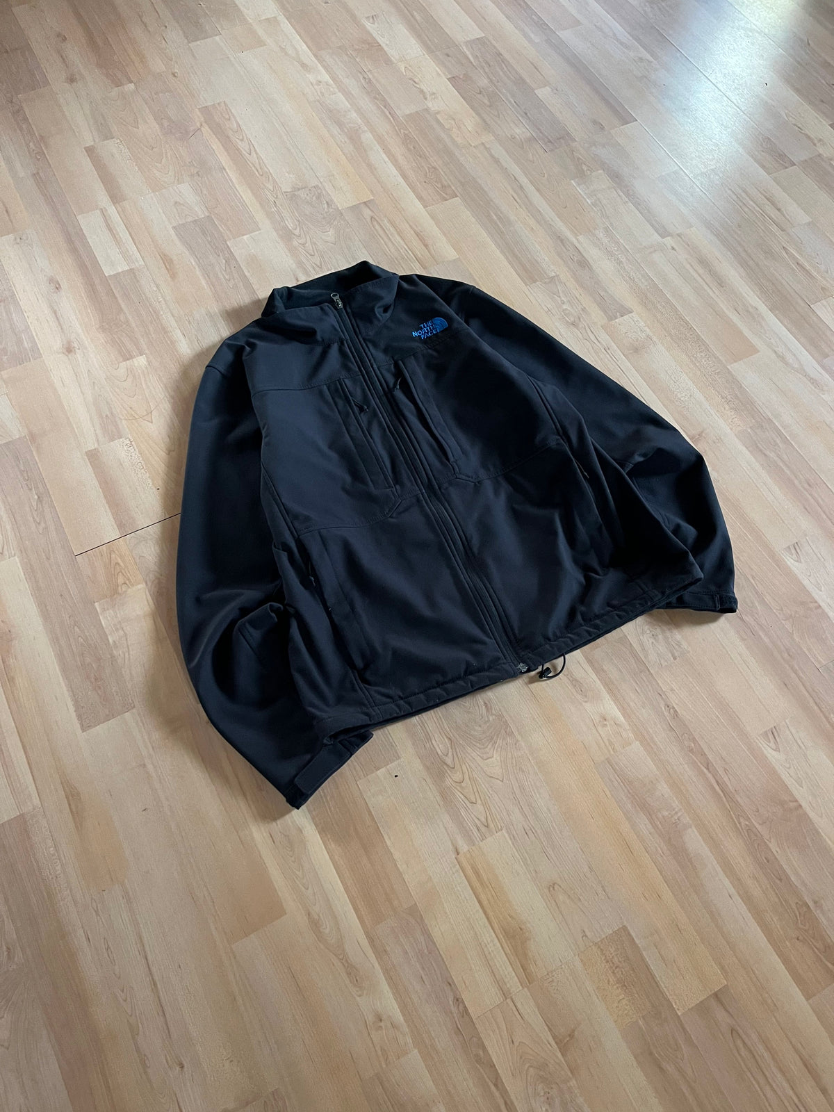 00s Black The North Face Blue Logo Softshell Zip-Up Jacket (M)