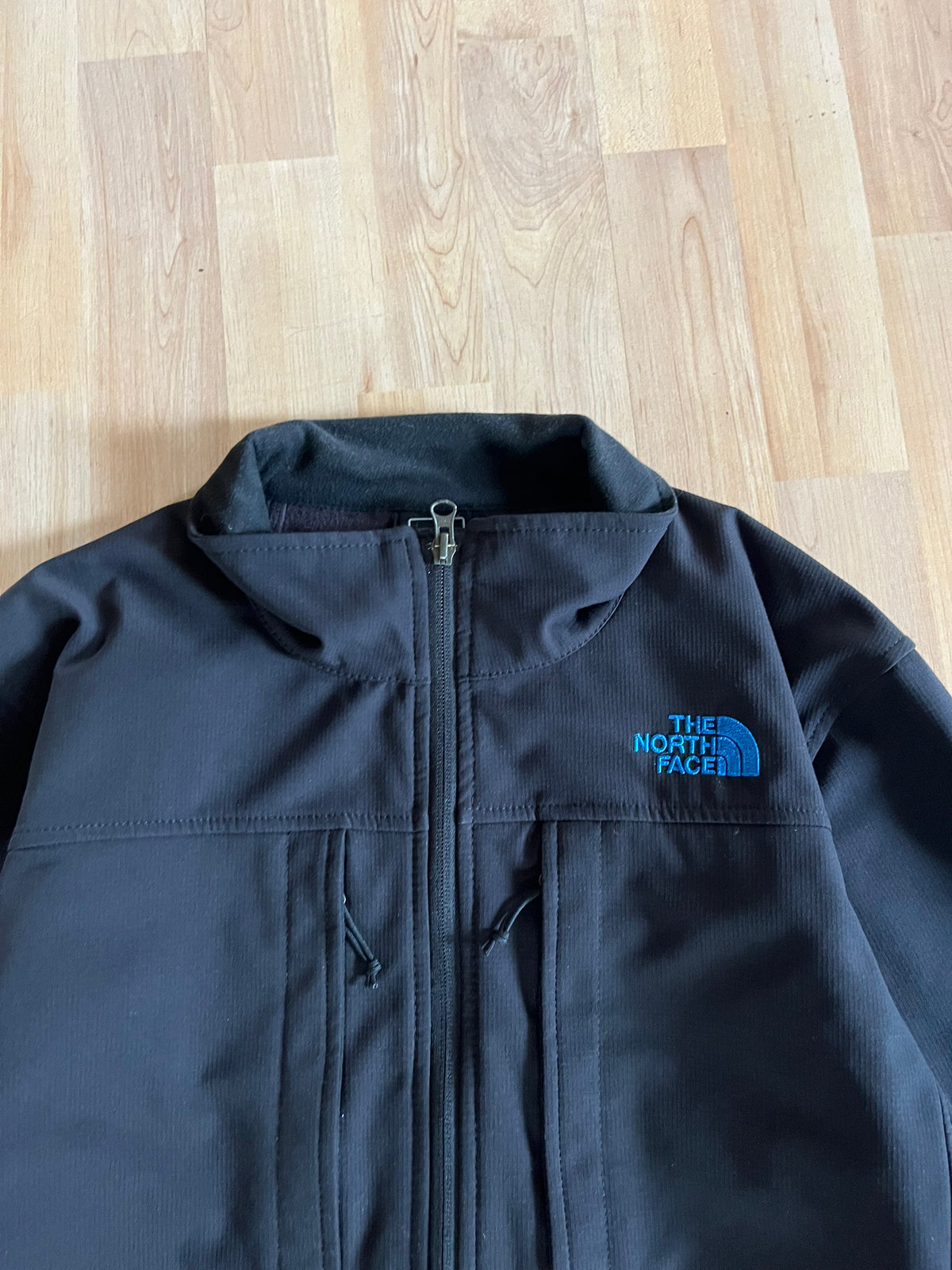 00s Black The North Face Blue Logo Softshell Zip-Up Jacket (M)